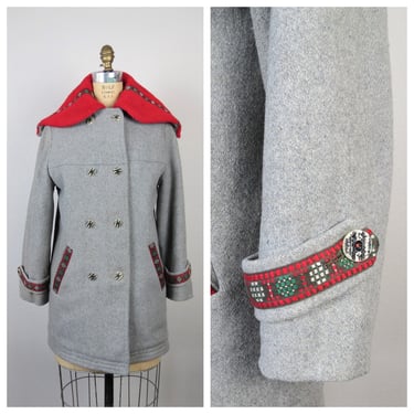 Vintage 1940s Austrian wool coat, peacoat, 