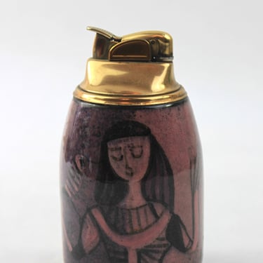 Polia Pillin Studio Art Pottery Table Lighter Abstract Woman and Bird 