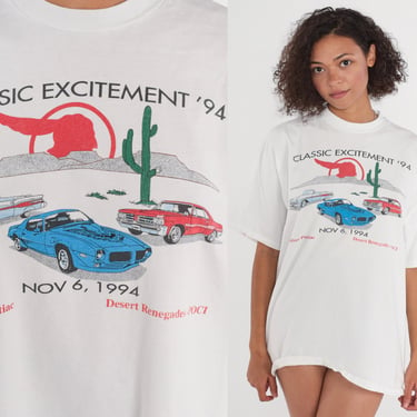Vintage Pontiac Shirt 1994 Classic Excitement T-Shirt Car Race TShirt Desert Renegades Graphic Tee Retro Racing Nascar White 1990s Mens XL 