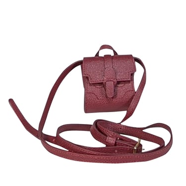 Senreve - Wine Red Italian Pebbled Leather "Milli Maestra" Crossbody Mini Bag