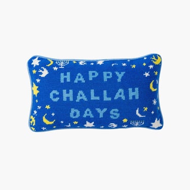 Happy challah days needlepoint pillow