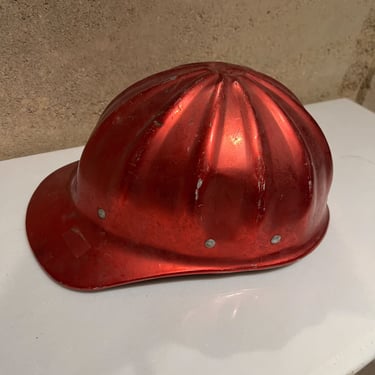 1950s Red Aluminum Hard Hat SuperLite Fibre Metal Cap Style Chester PA 