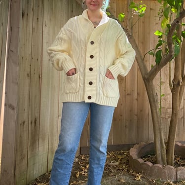 Vintage 1970’s Cream Knit Cardigan by Kings Road for Sears 