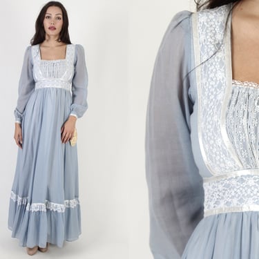 NWT Romantic Renaissance Bridal Collection / Deadstock Gunne Sax Victorian Maxi Dress / Vintage 70s Wedding Long Gown Size 9 