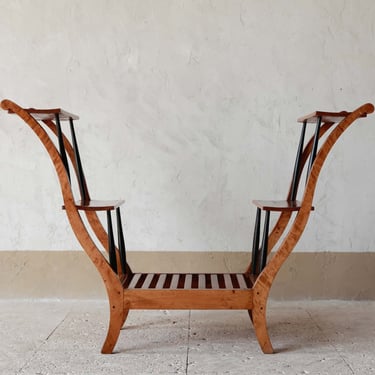 19th C. Biedermeier  Fruitwood and Parcel Ebonized Plant Stand