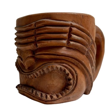 Vintage 1950s Mid Ventury Modern Hand Carved Tiki Ku Mug 
