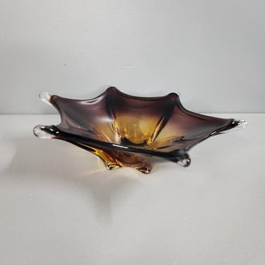 Murano Sommerso Purple Orange Glass Centerpiece Bowl 