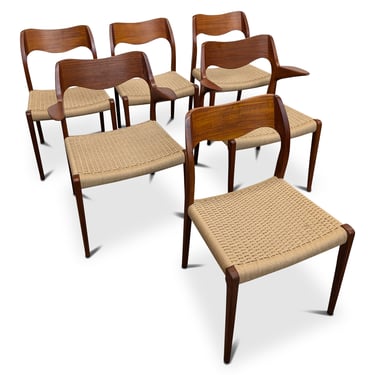 4 + 2 N.O.Moller for J.L. Moller Teak Chairs 71/55 - 072453