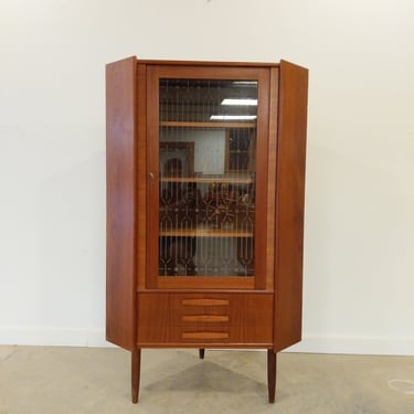 Vintage Danish Mid Century Modern Teak Corner Cabinet 