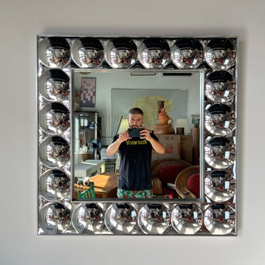 Large Pop Art Verner Panton - Style Chrome Bubble Wall Art Mirror 