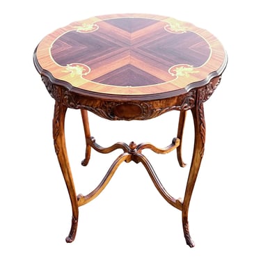 Vintage Early 1900’s Marquetry Top French Accent Side Table 