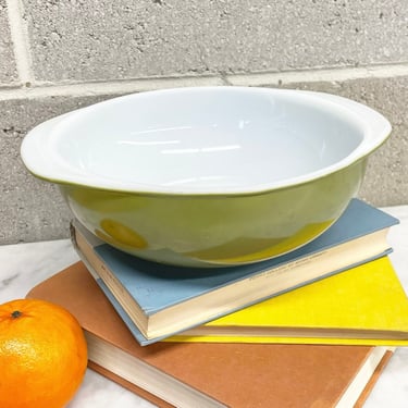 Vintage Pyrex Bowl Retro 1970s Casserole + Ceramic + Avocado Green + Verde + #024 + 2 Quart + Cinderella + Mixing Bowl + Kitchen Serving 