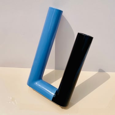 Vintage Two Tone Asymmetric Ikebana Tube Vase