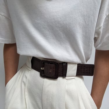 Espresso Embossed Leather Belt