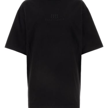 Balenciaga Woman Black Cotton T-Shirt