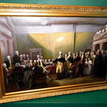 Oil Painting, Washington's Farewell Address, Signed, Political Figures, Framed!!