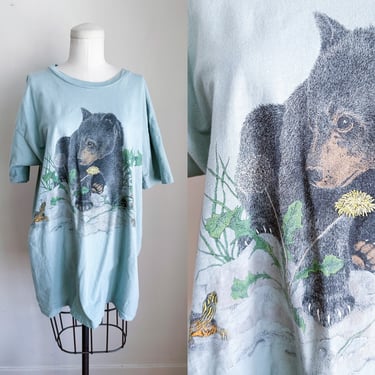 Vintage 1980s Black Bear Novelty Print T-shirt / XL 