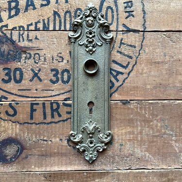 Antique Ornate Cast Brass Door Plate 
