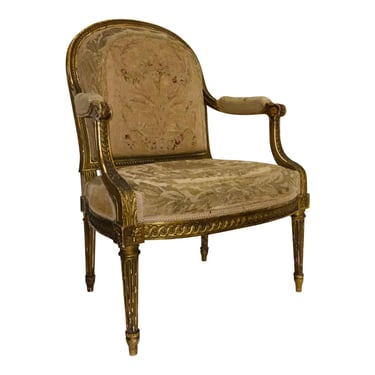 Antique Louis XVI French Needle Point Arm Chair