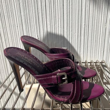 Yves Saint Laurent by Tom Ford Violet Leather Mules Sz. 40 