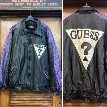 Vintage 1980’s “Guess” Brand New Wave Hip Hop Leather Jacket, 80’s Jacket, 80’s Leather, 80’s Oversize Fit, 80’s Hip Hop, Vintage Clothing 