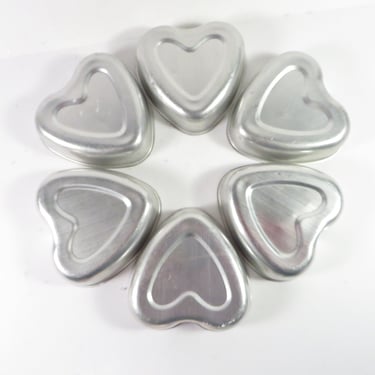 Vintage Tin Heart Jello Molds - Six Heart Jello Molds - Vintage Kitchenware 