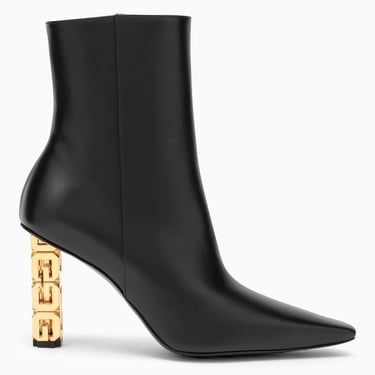 Givenchy 4G Cube Heel Pointy Ankle Boot In Black Leather Women