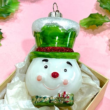 VINTAGE: Snowman Christmas Ornament - Holiday Ornament - Christmas Tree Decoration - Xmas 