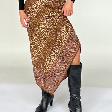 Leopard Silk Handkerchief Skirt