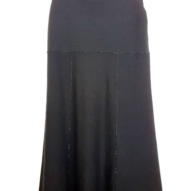 Eileen Fisher Dress Size Medium Black Merino Wool Beaded Sleeveless