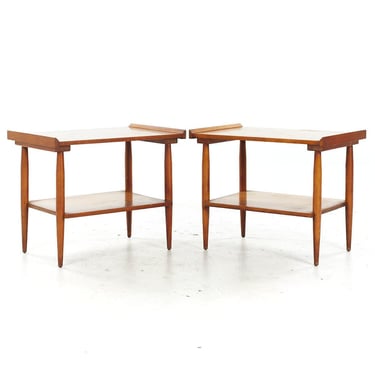 Crawford Mid Century Maple Side End Tables - Pair - mcm 