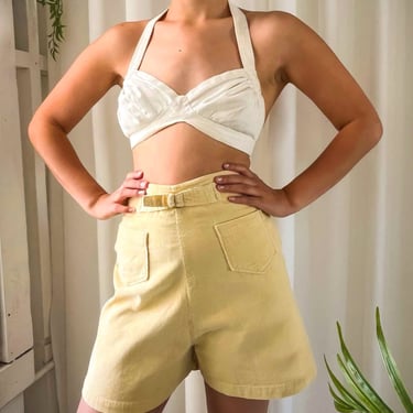 40s Yellow Corduroy Shorts | S