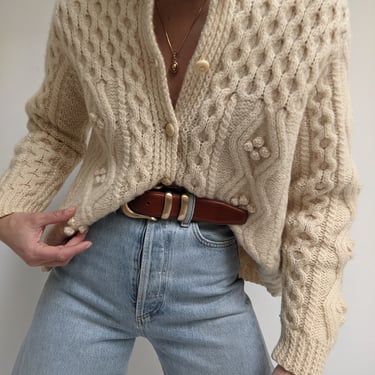Beautiful Vintage Hand Knit Irish Wool Cardigan