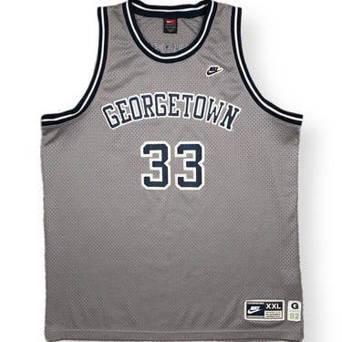 Vintage 90s Nike Team Georgetown University Hoyas Grey Patrick Ewing #33 Embroidered Basketball Jersey Size XXL 