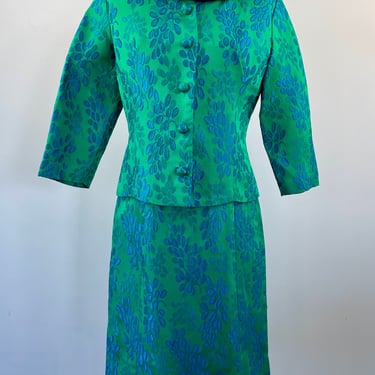 1970s Fashion Bar Brocade Shift Dress with Jacket 