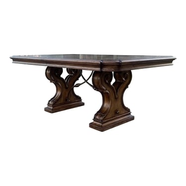 Thomasville Light Bibbiano “Hills of Tuscany” Burled Wood Trestle Dining Table 
