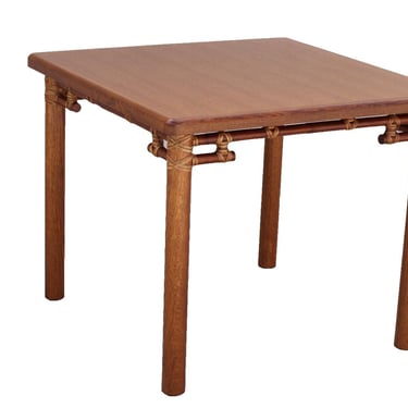 Authentic McGuire Oak Rattan & Bamboo Card Breakfast Table Mid Century Modern 