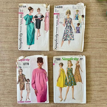 Vintage 1960s Original Simplicity Sewing Patterns 5718, 5489, 6778 & 7088 - Size 14 and 16 - Sold Individually 