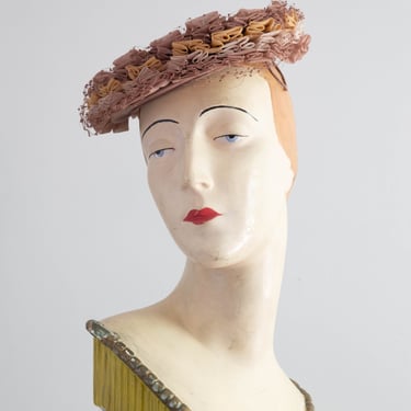 Charming 1950's Autumn Silk Organza Tilt Hat By Laddie Northridge
