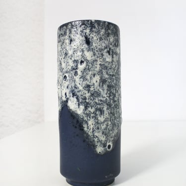 Vintage Stein Keramik West German Navy Blue White Glazed Fat Lava Ceramic Vase Mid Century Modern Ceramics Modernist Loft Retro Pottery Art 