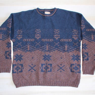 Vintage 90s Woolrich Wool Sweater, Ski Sweater, Hiking, Outdoors, Fair Isle, Unisex, Crewneck 