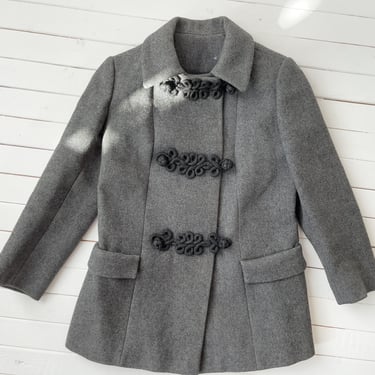 gray wool coat | 60s 70s vintage light gray dark academia heavy warm peacoat 
