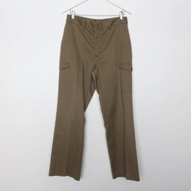 vintage olive green men's MILITARY style CARGO pants vintage 70s 80s pants -- size 32x30 