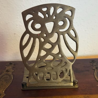 Vintage Brass Owl Foldable Single Bookend or Decor – Hollywood Regency Style – Mid-Century Modern Brass Accent 