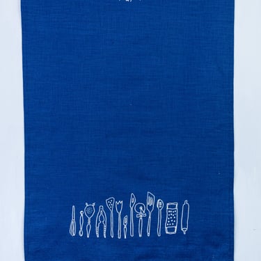 Vintage Kitchen Navy Tea Towel