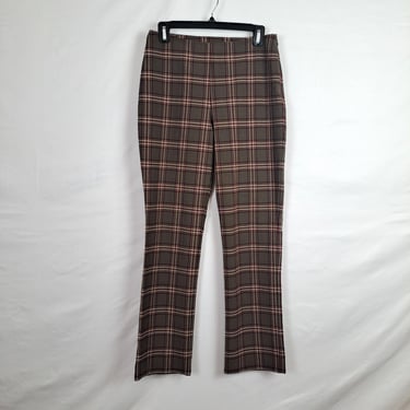 Vintage 90s / 2000s Mid Rise Brown & Red Plaid Pants 