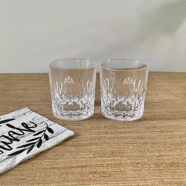 Vintage Airline Glasses - American Airlines Etched Cocktail Glasses -Double Rocks/Old Fashioned Lowball Glasses - AA Logo Barware Glasses 