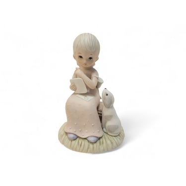 1982 Vintage Little Girl To You With Love Figurine, The Christopher Collection, Hand Painted 1980s Lefton Decorative Collectible Home Decor 