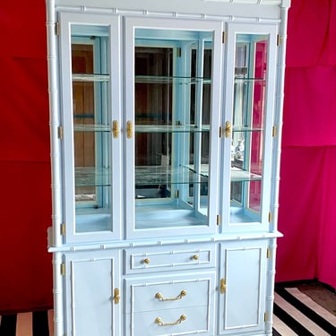 Faux Bamboo China Cabinet - Custom Lacquered 