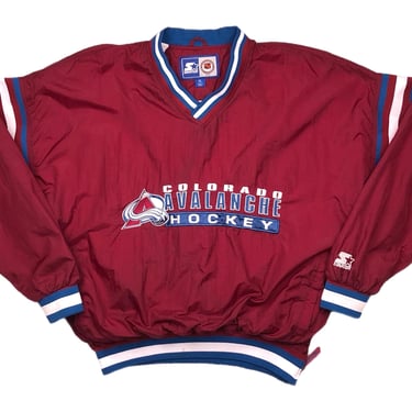 Vintage 90s Starter Colorado Avalanche Hockey Embroidered NHL Windbreaker Pullover Jacket Size Large/XL 